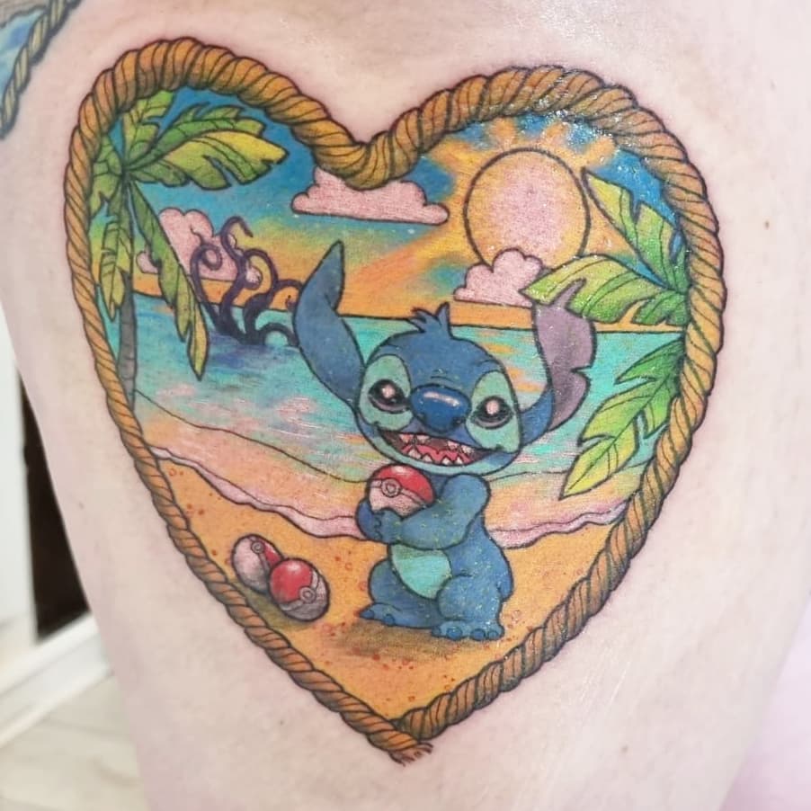 'Lilo And Stitch' Beach Tattoos
