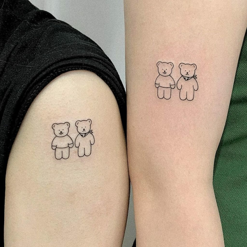 Lovable Teddy Bear Tattoo For Couples