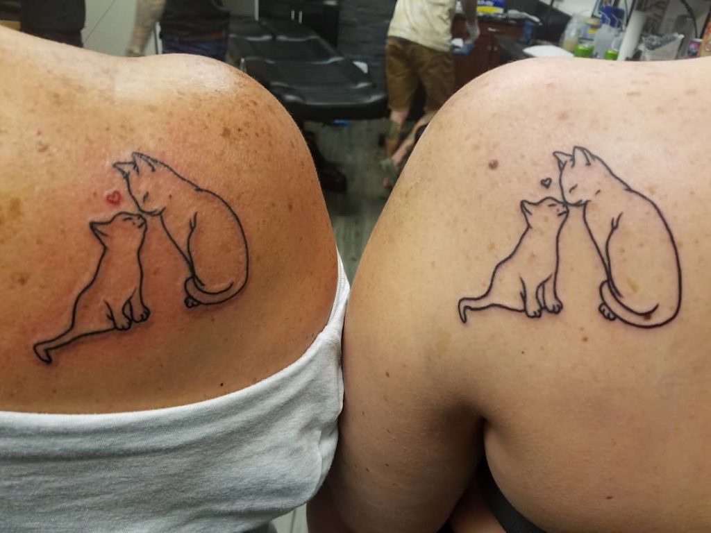 Matching Kitty Outline Tattoo