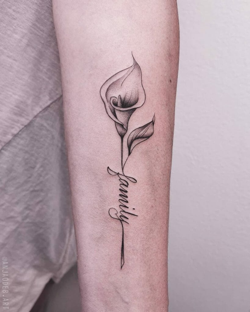 Meaningful Calla Lily Tattoo With Quotes