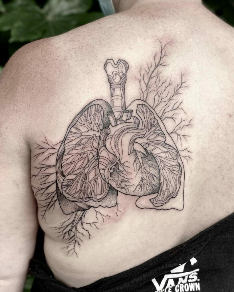 Meaningful Heart And Lungs Anatomy Tattoo