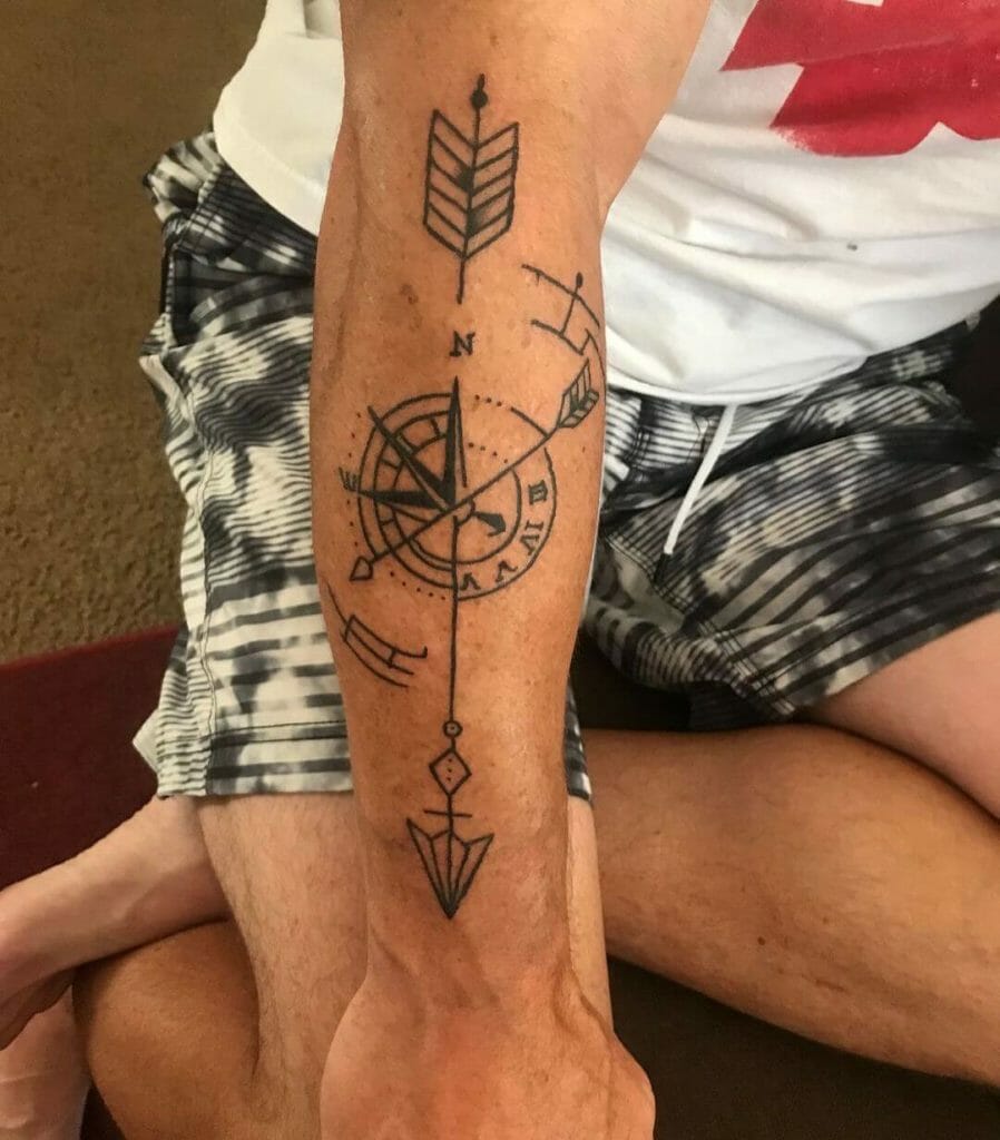 Minimalist Compass Arrow Tattoo