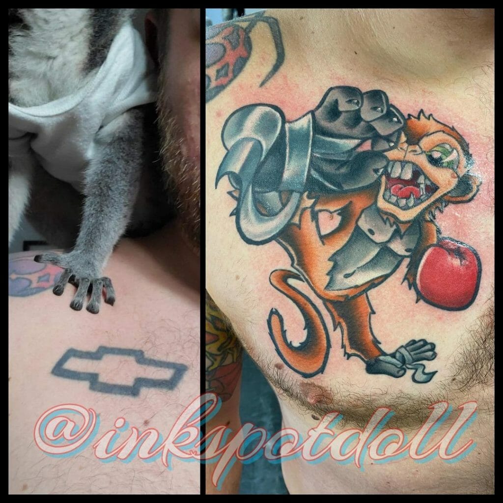 Monkey With Boxing Gloves Tattoos
