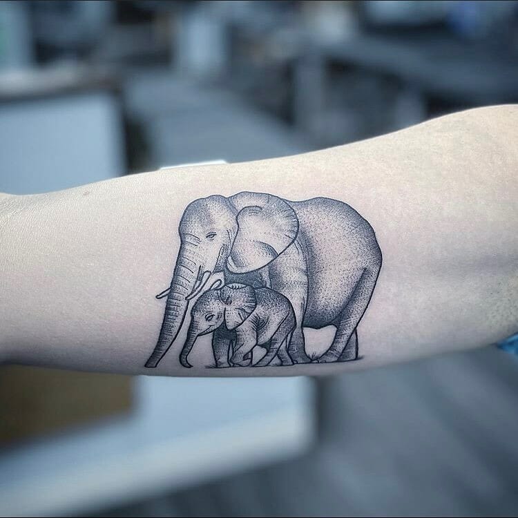 Mother And Baby Elephant Tattoo Ideas