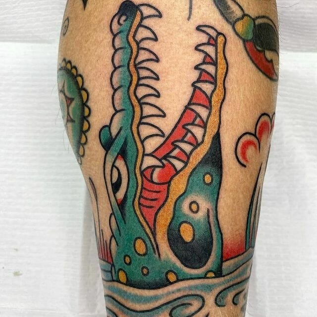 Open-Mouthed Alligator Tattoo