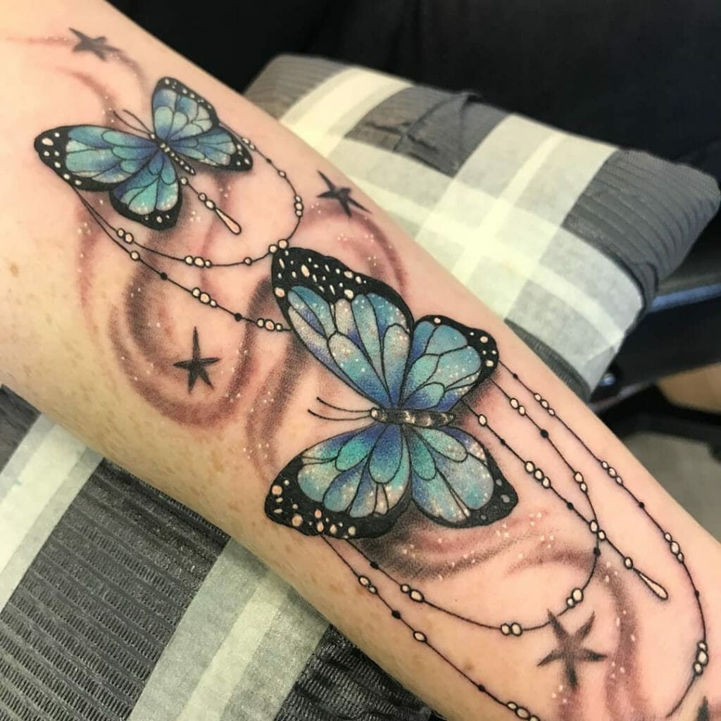 Ornamental Blue Butterfly Tattoo