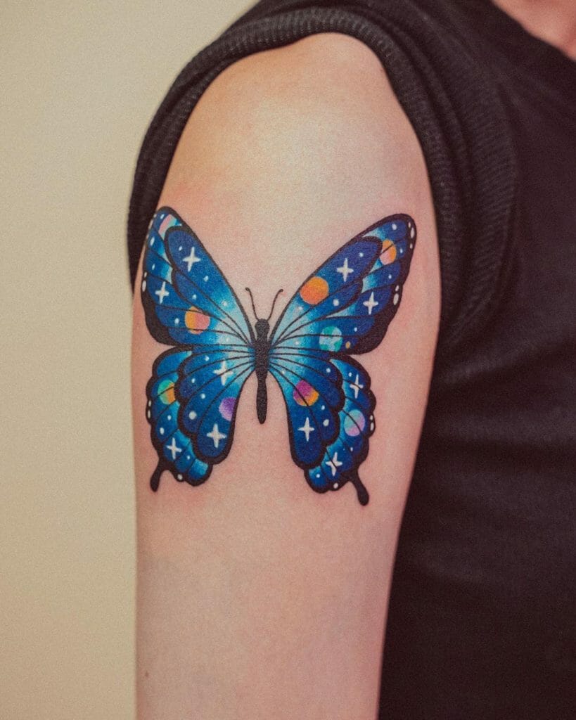 Out Of This World Blue Butterfly Tattoo