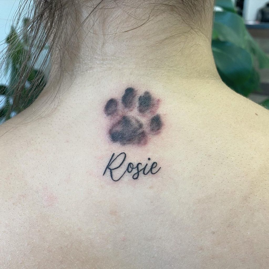 Paw Print Tattoo With Your Pet's Name
