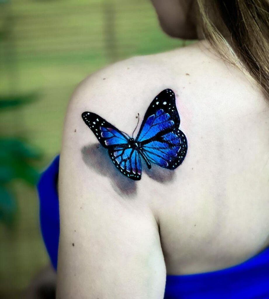Popular Blue Butterfly Tattoo In 3d