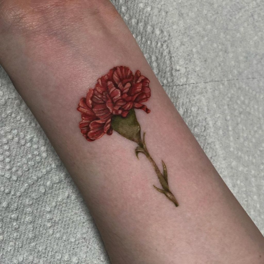 Pretty Carnation Flower Tattoo Designs For Your Wrist