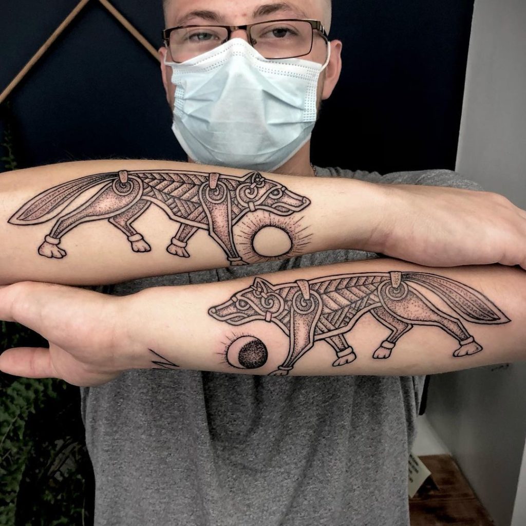 Prowling Wolf Celtic Tattoo