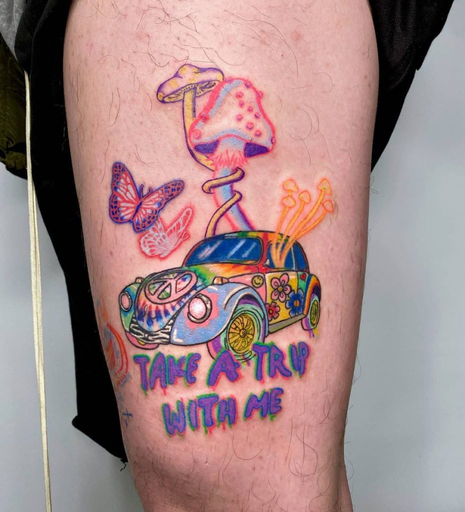 Psychedelic Car Tattoo Design For The Show And Tell Crowd