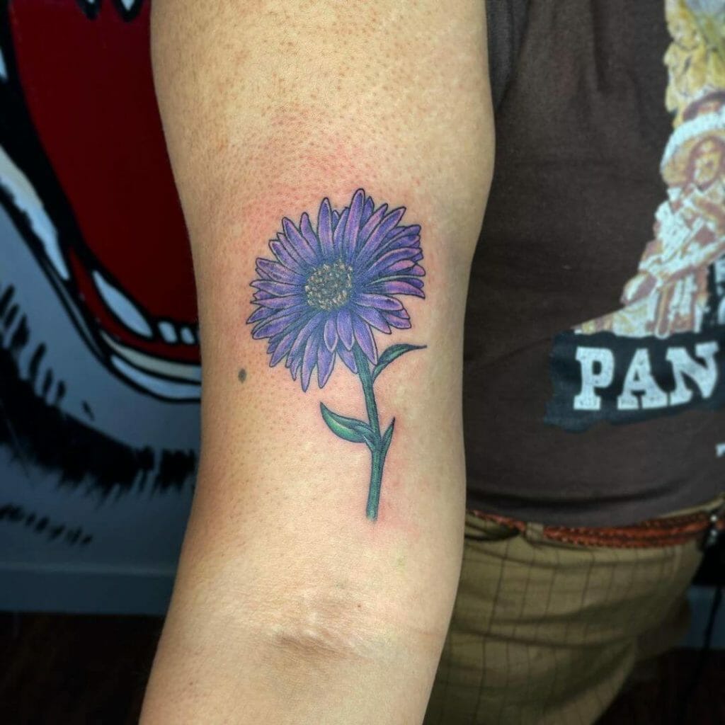 Purple Aster Flower Tattoo