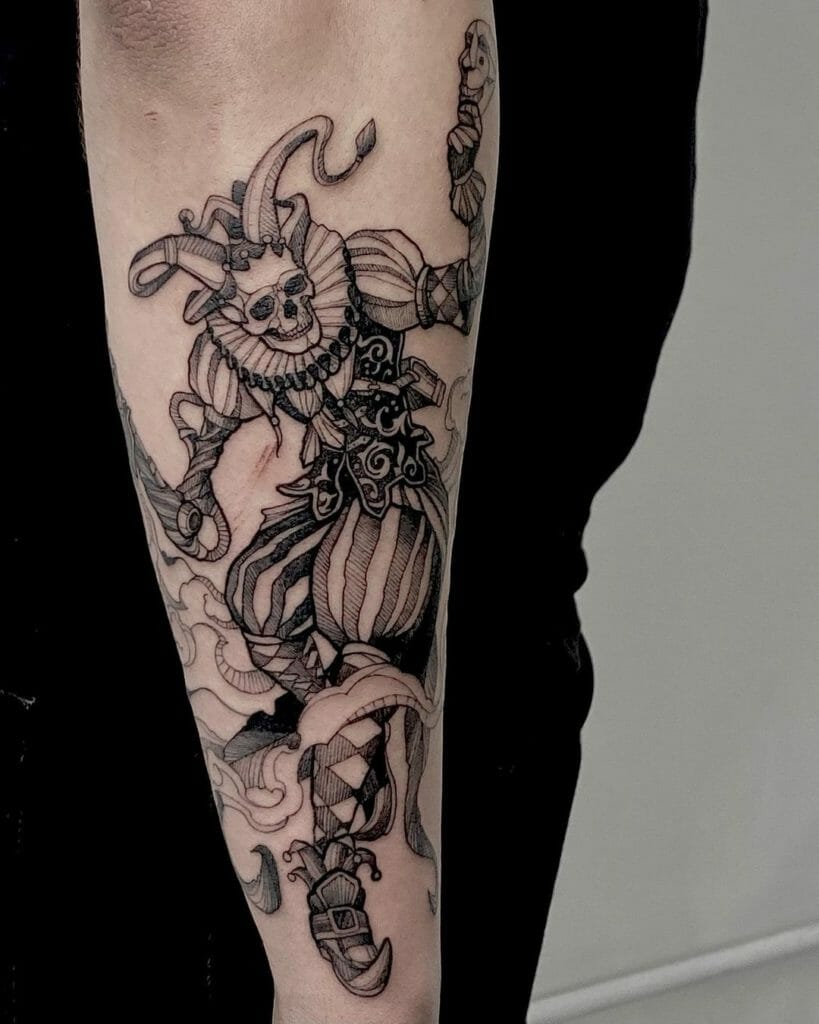 Quirky Skeleton Black Sleeve Tattoo