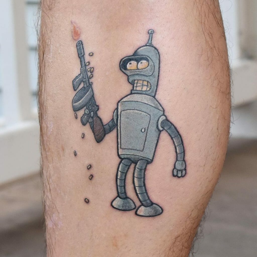 40 Bender Tattoo Designs For Men  Futurama Robot Ink Ideas
