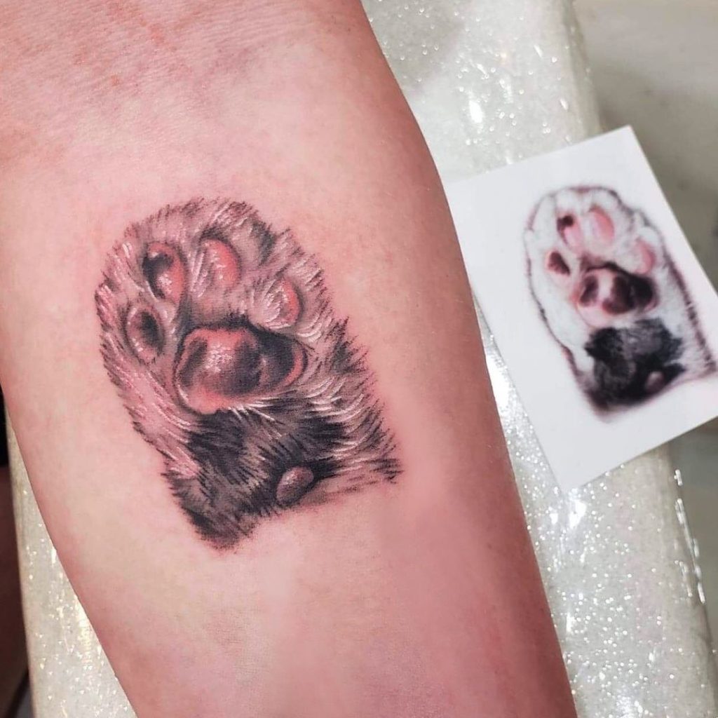 Realistic Paw Print Tattoo