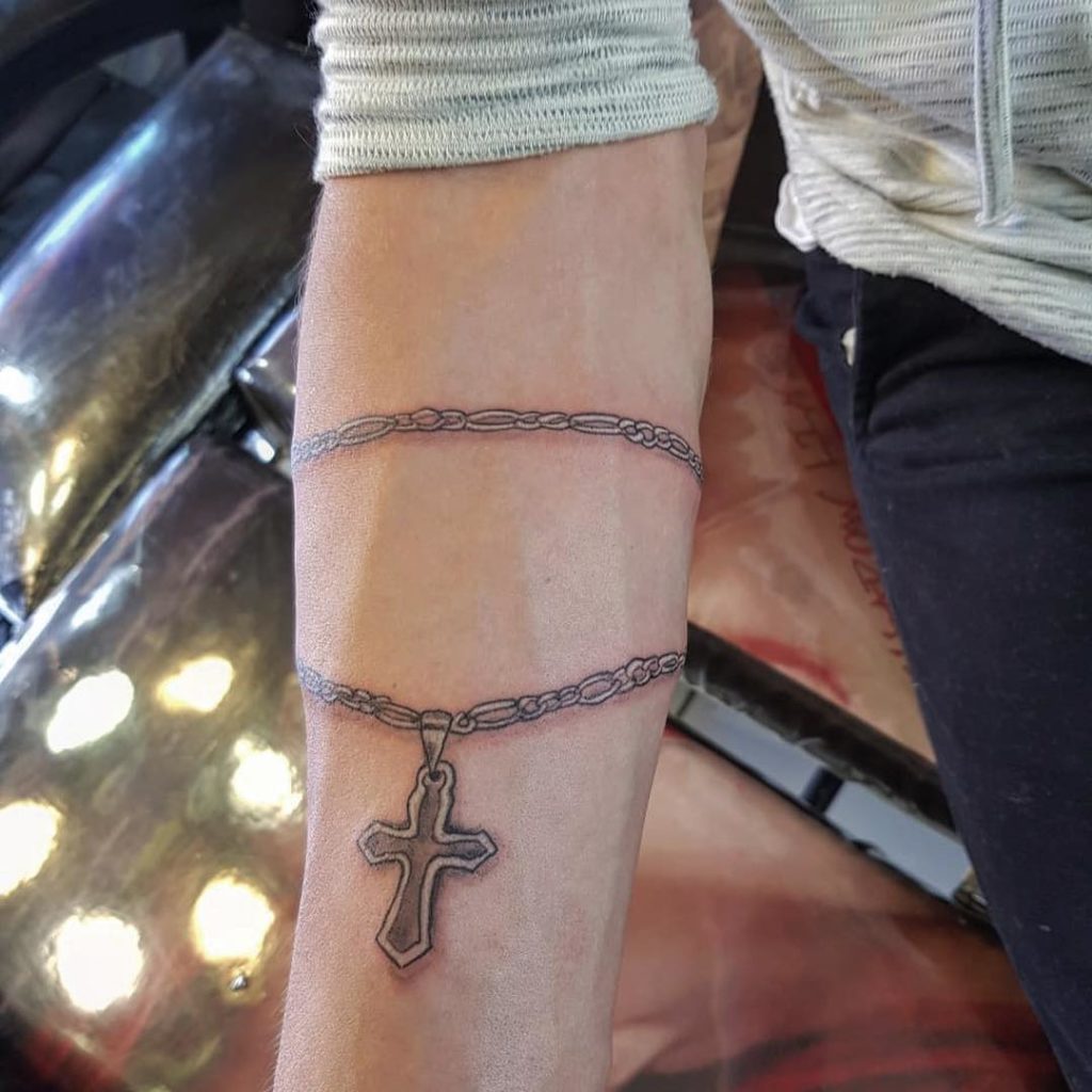Religious Cross Chain Tattoo