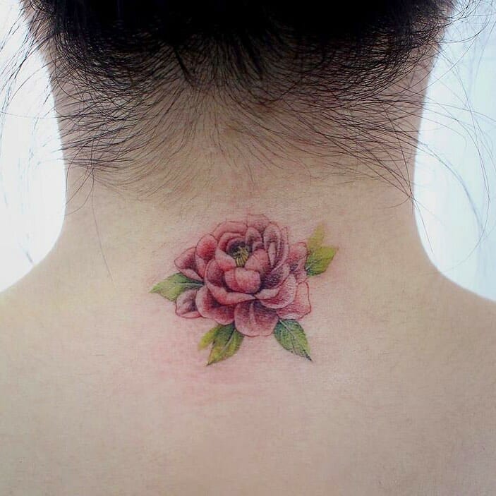 Rose Back of the Neck Tattoo