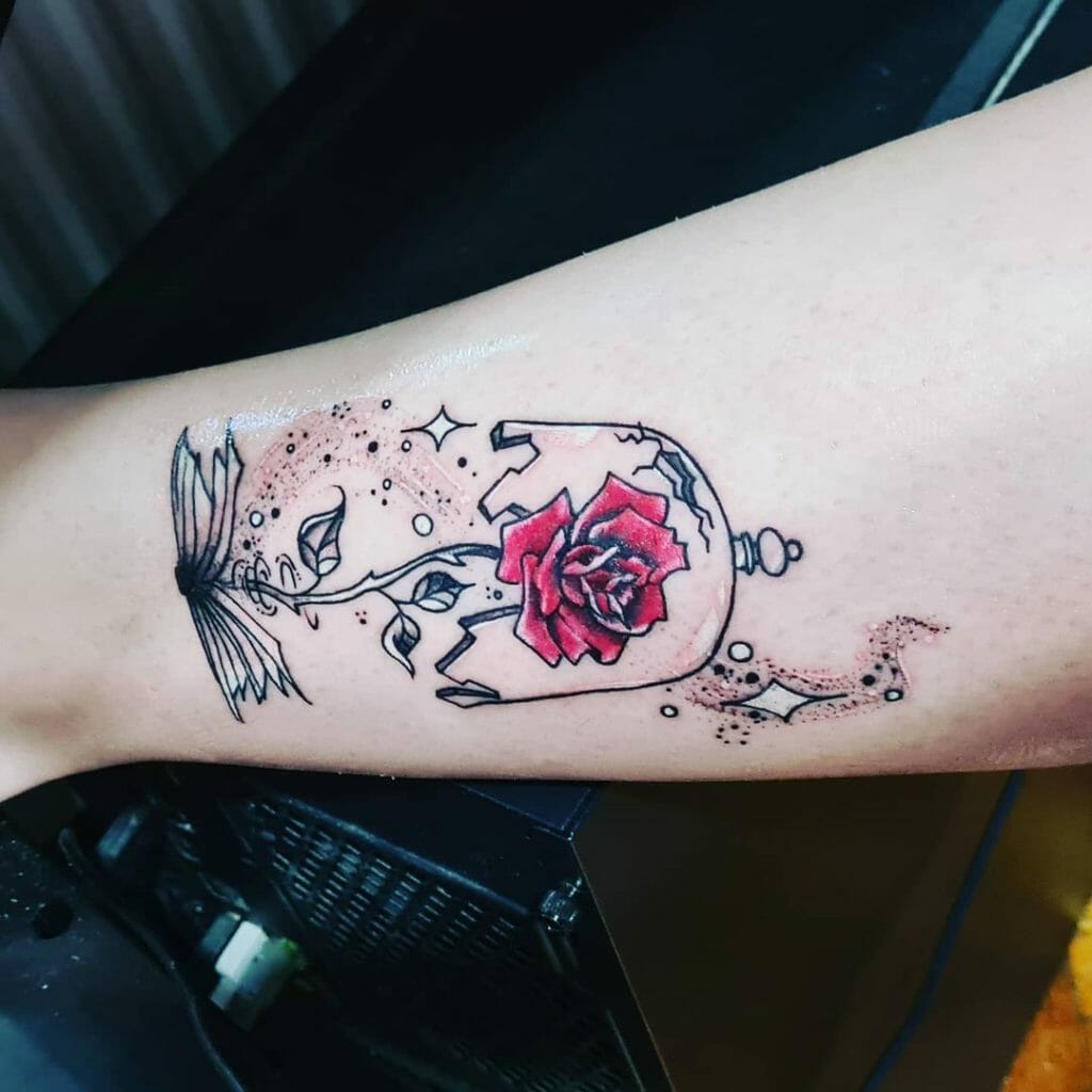 Rose Shattered Glass Tattoo