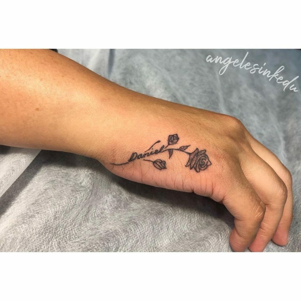 Rose With Name Tattoo