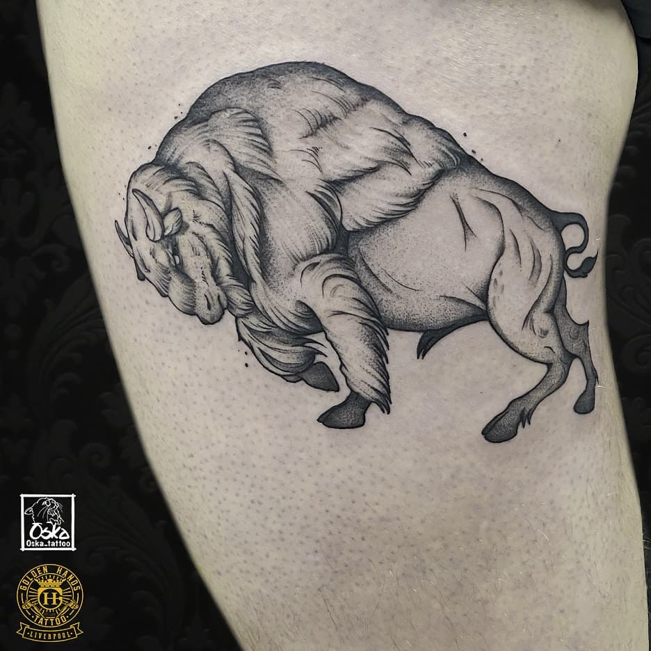 Running Bison Tattoo