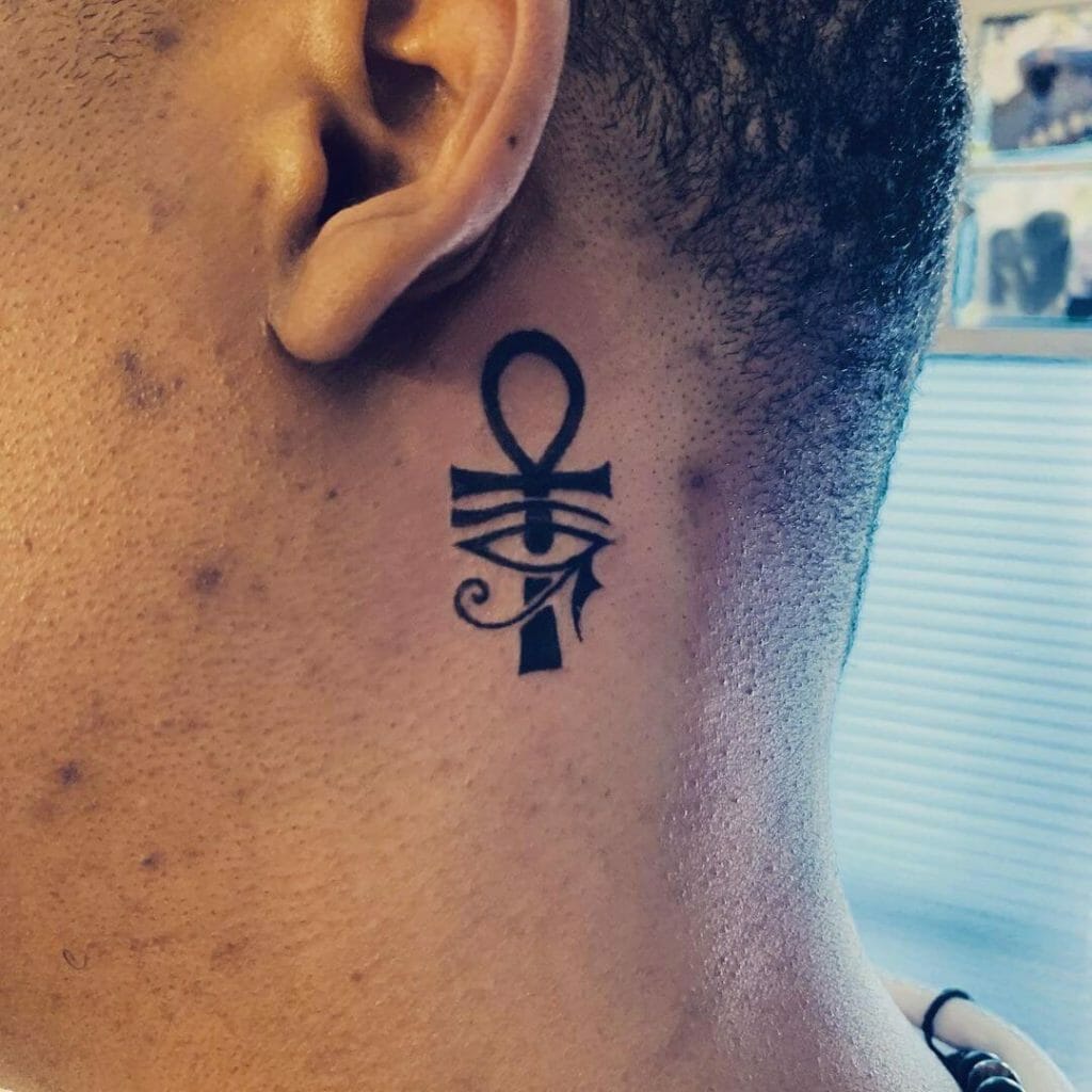 Simple Ankh And Eye Of Ra Tattoos