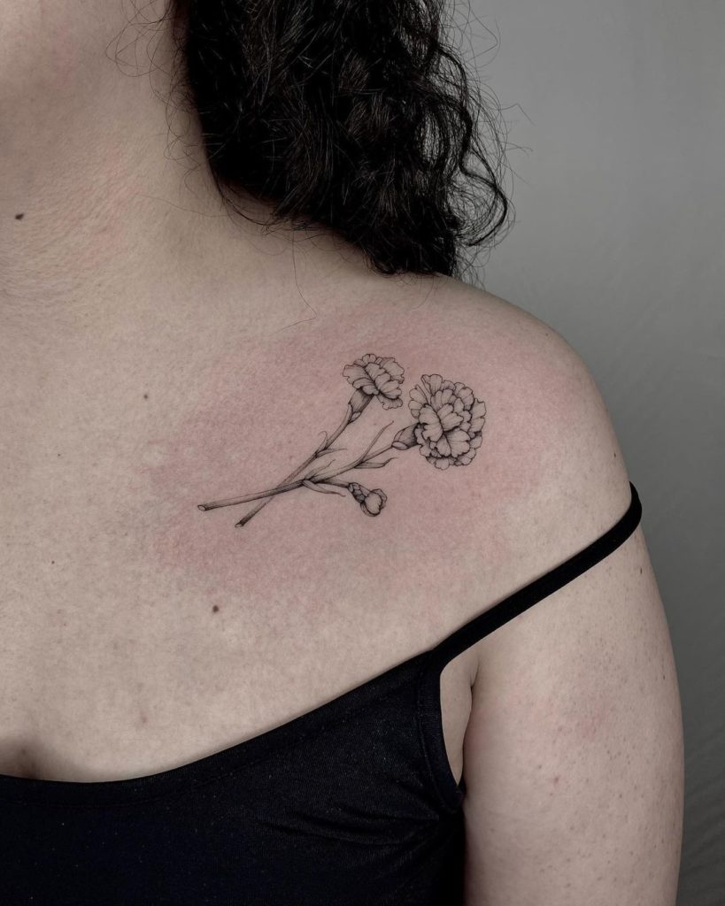 Simple Carnation Flower Tattoo Ideas For Your Shoulder