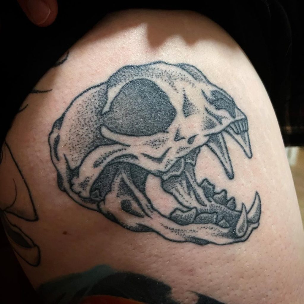Simple Cat Skull Tattoo