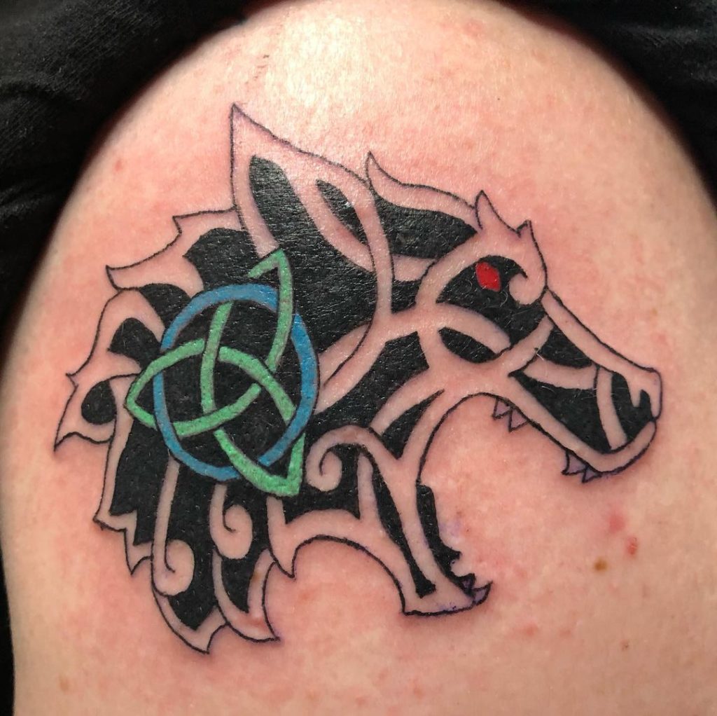 Simple Wolf Celtic Tattoo