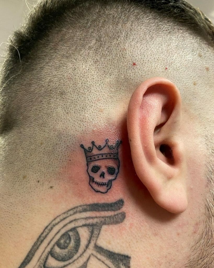 Skull Tattoo Behind Ear