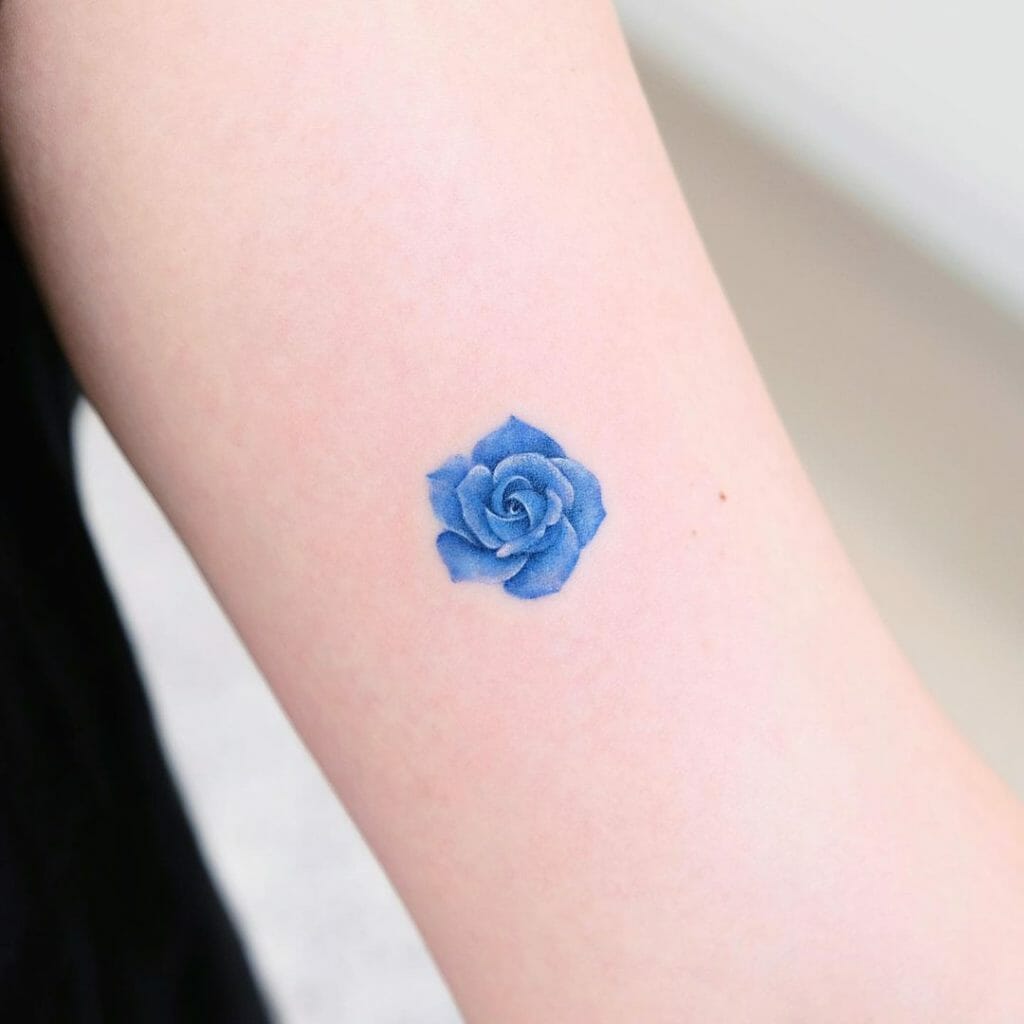 Small Blue Rose Tattoo