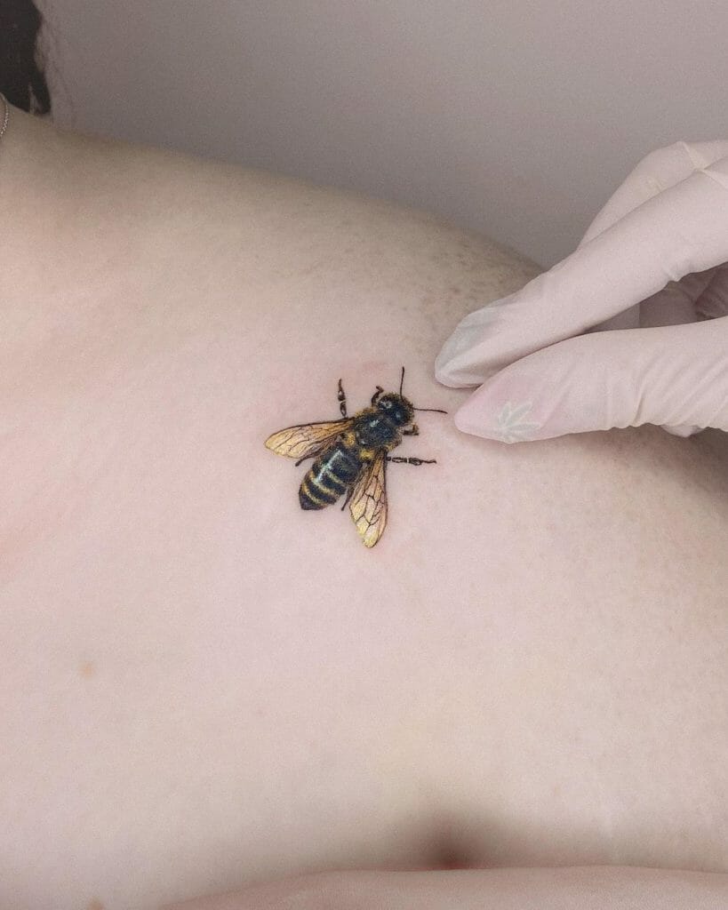 Small Realistic Bee Tattoo