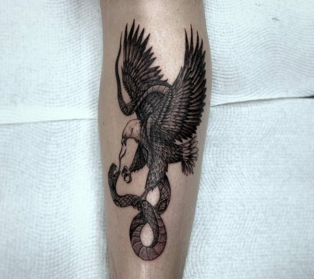 Snake and Bald Eagle Tattoo
