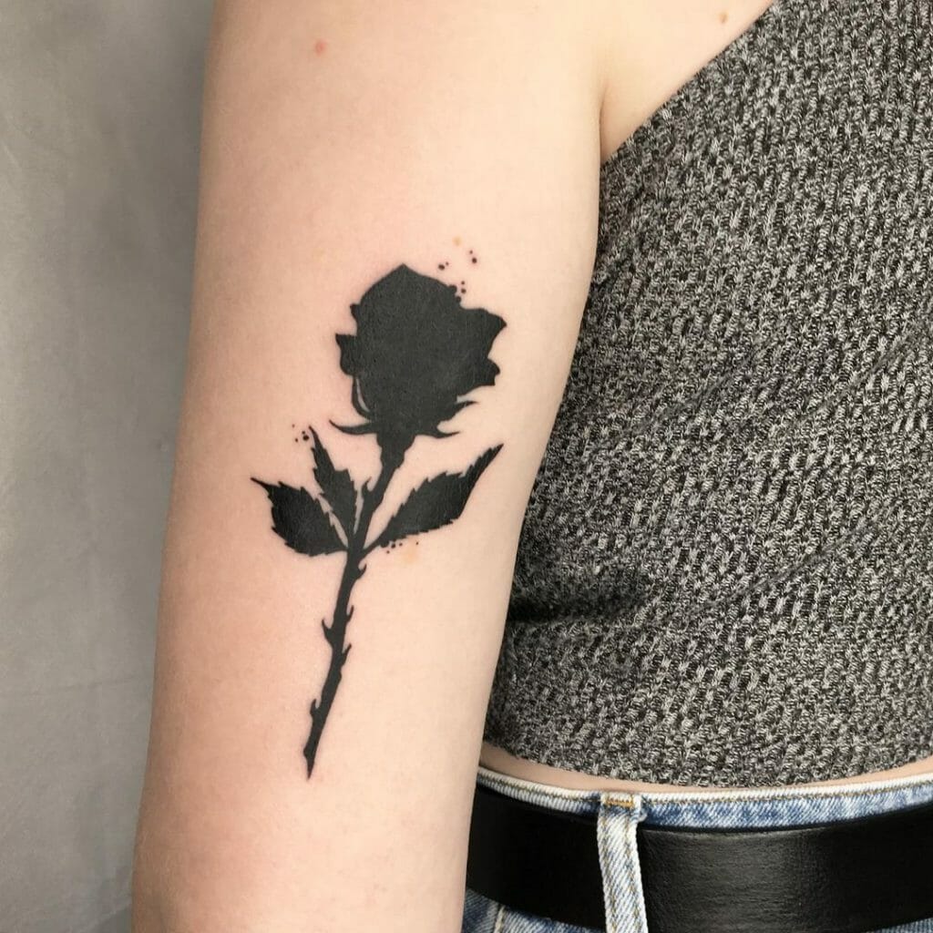 Solid Block of Black Rose Tattoo
