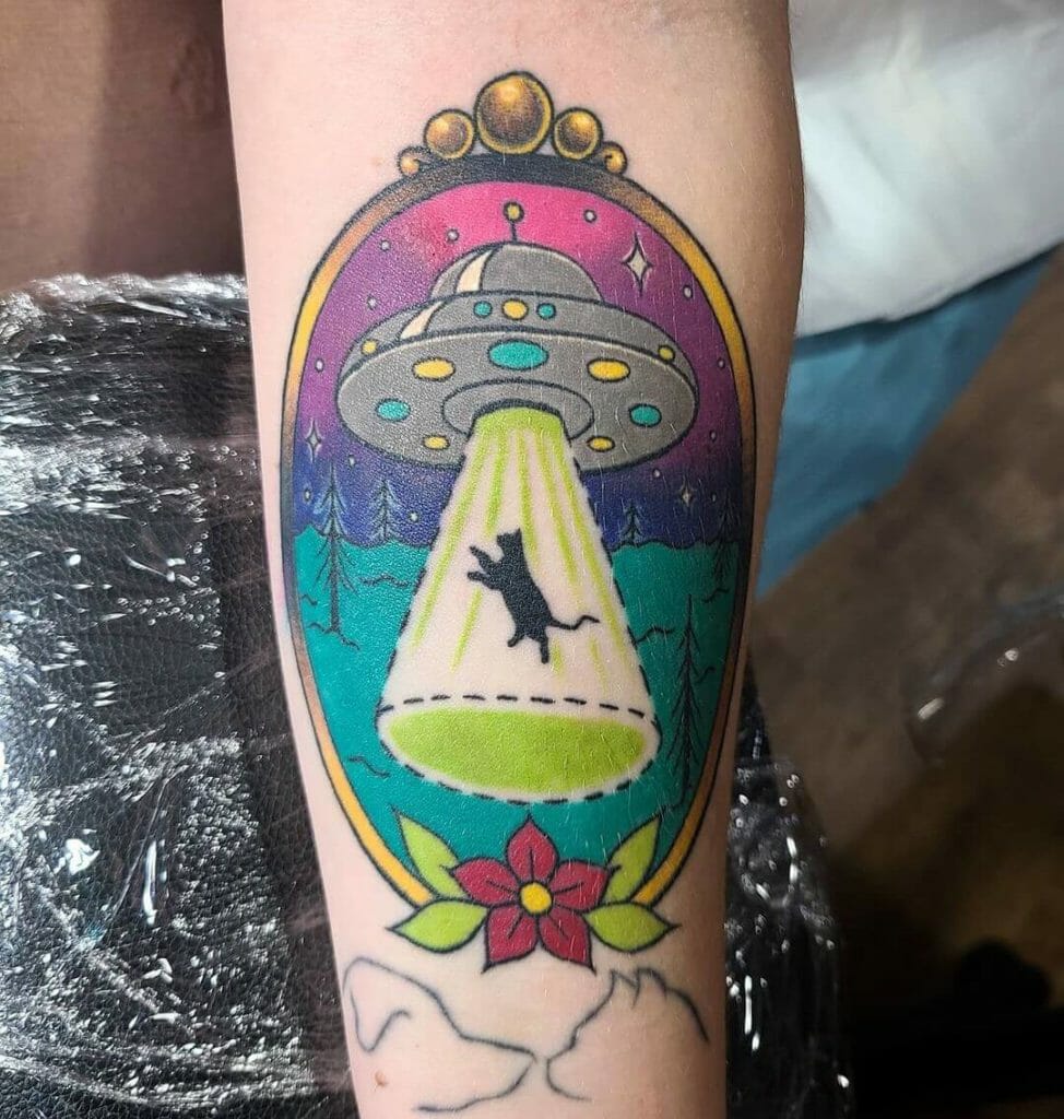 Spaceship Abduction Tattoo Designs For Men and The Ladies