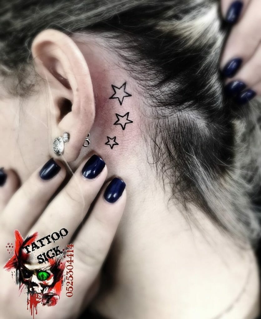 Stars Tattoo Behind Ear