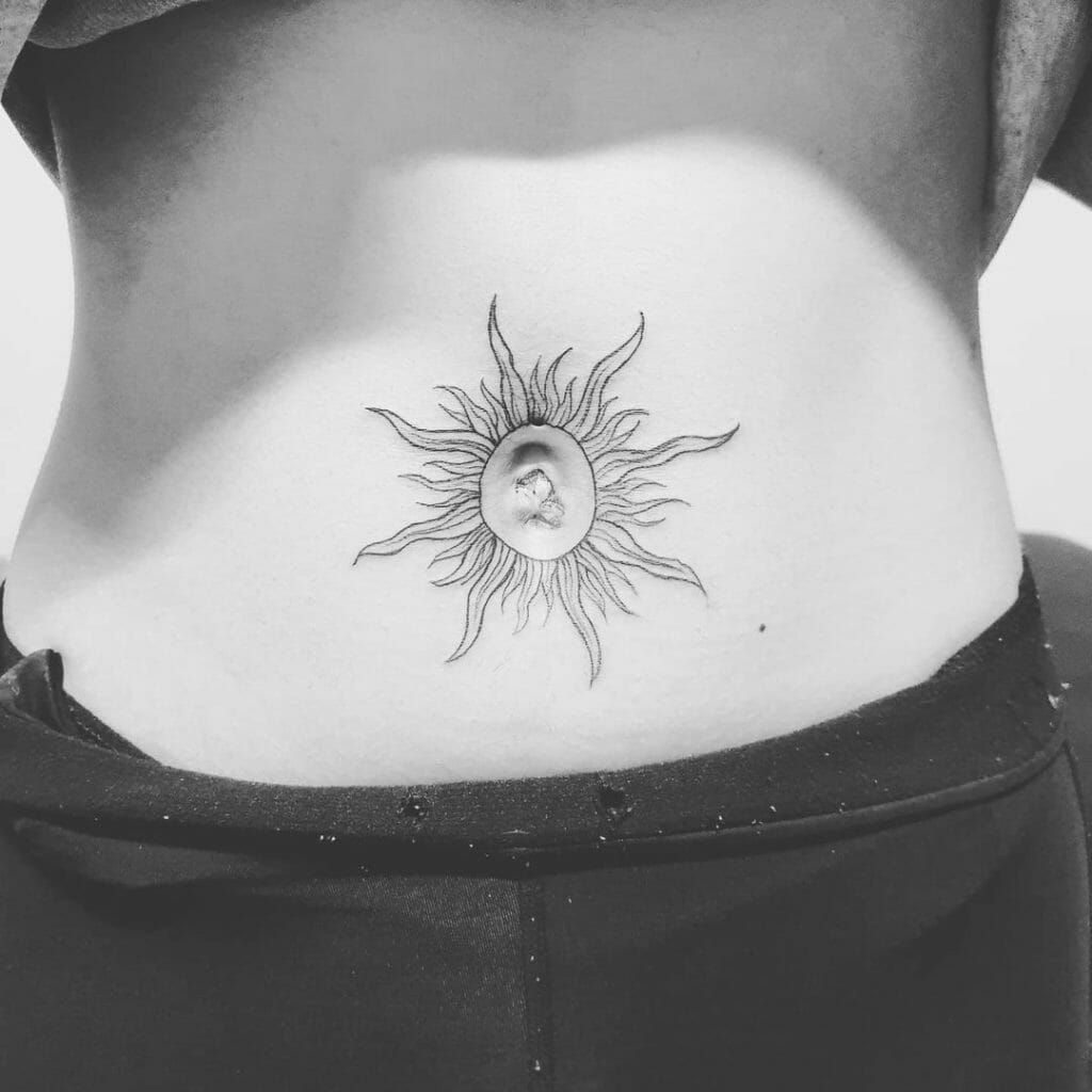 Sun Belly Button Tattoo