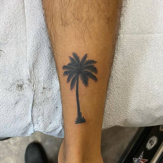Symbolic Achilles And Palm Tree Tattoo