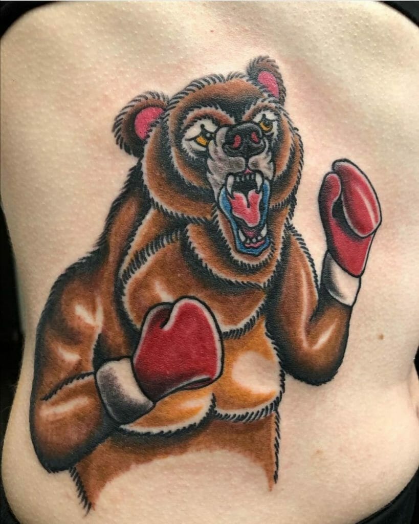 The Bear With Boxing Gloves Tattoo Designs For Men