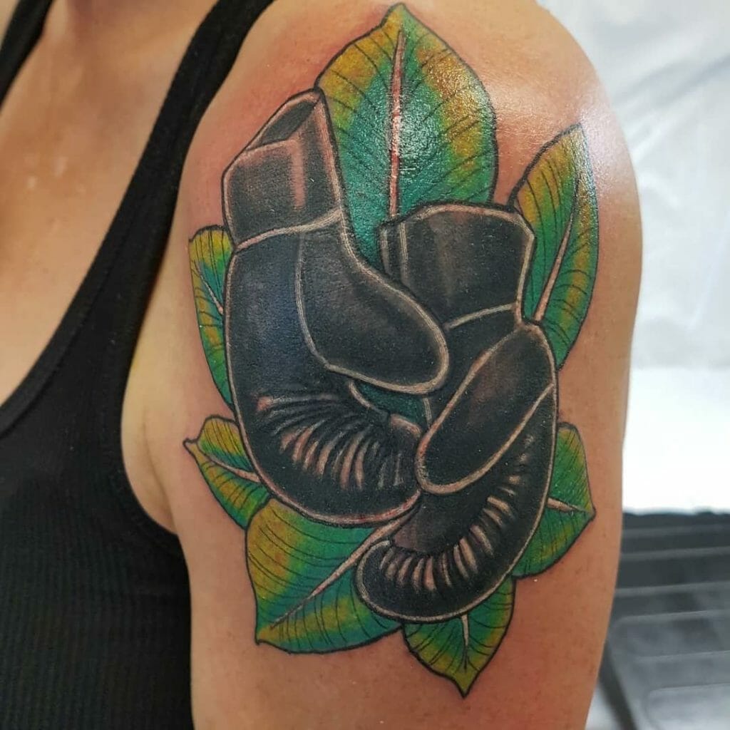 The Boxing Gloves With Leaves Tattoo Ideas