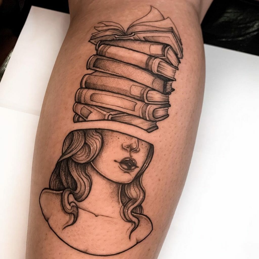 The Head With Stack of Books Tattoo