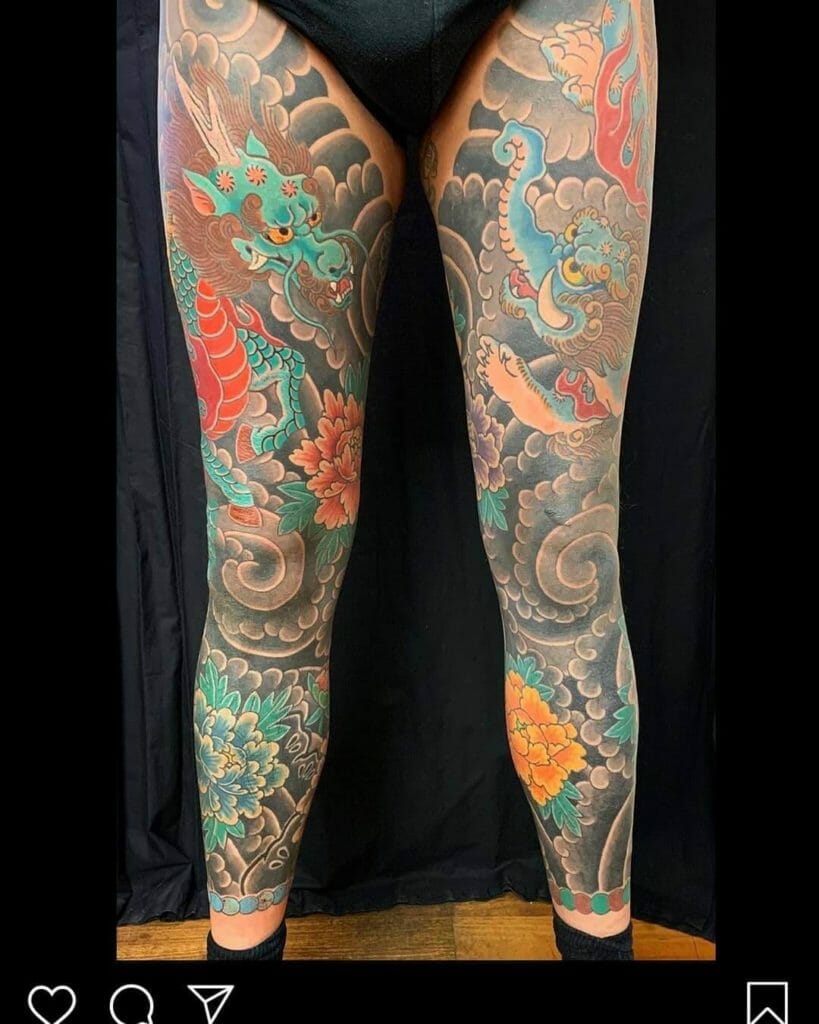 The Leg Sleeve Baku Tattoo On Women