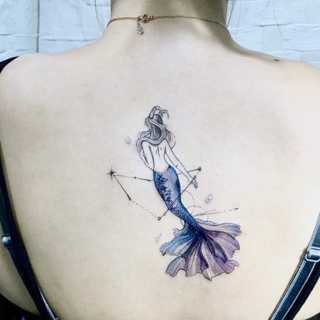 The Mermaid And Capricorn Constellation Tattoo For Women