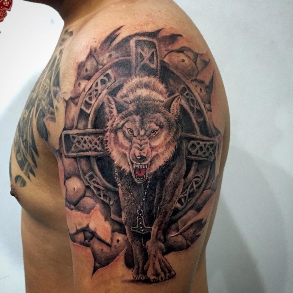 The Prowling Wolf Celtic Tattoo