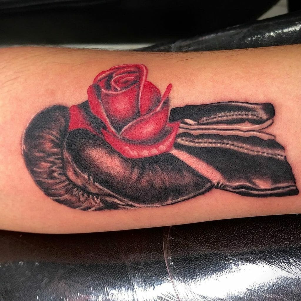 The Roses And Boxing Gloves Tattoo Designs