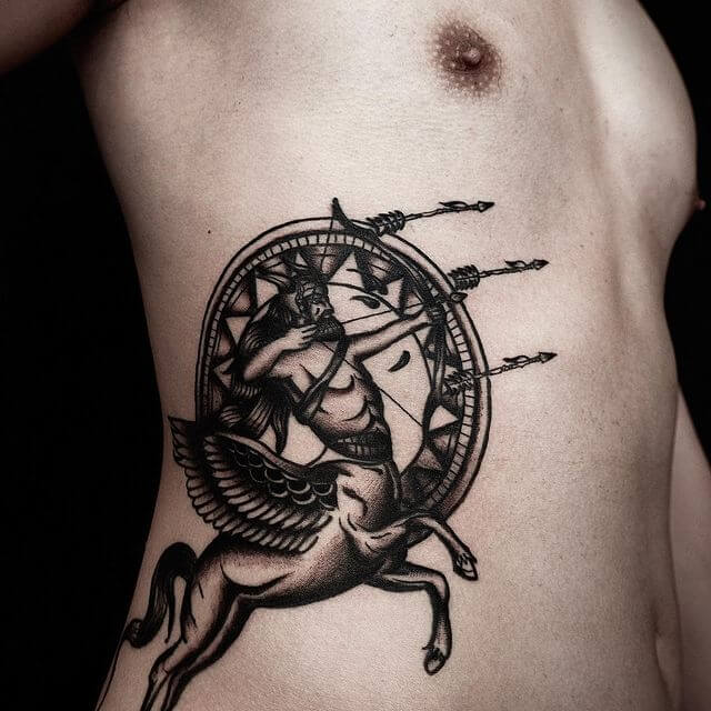 The Sagittarius Tattoo Of The Zodiac Sign Representing The Archer Symbol