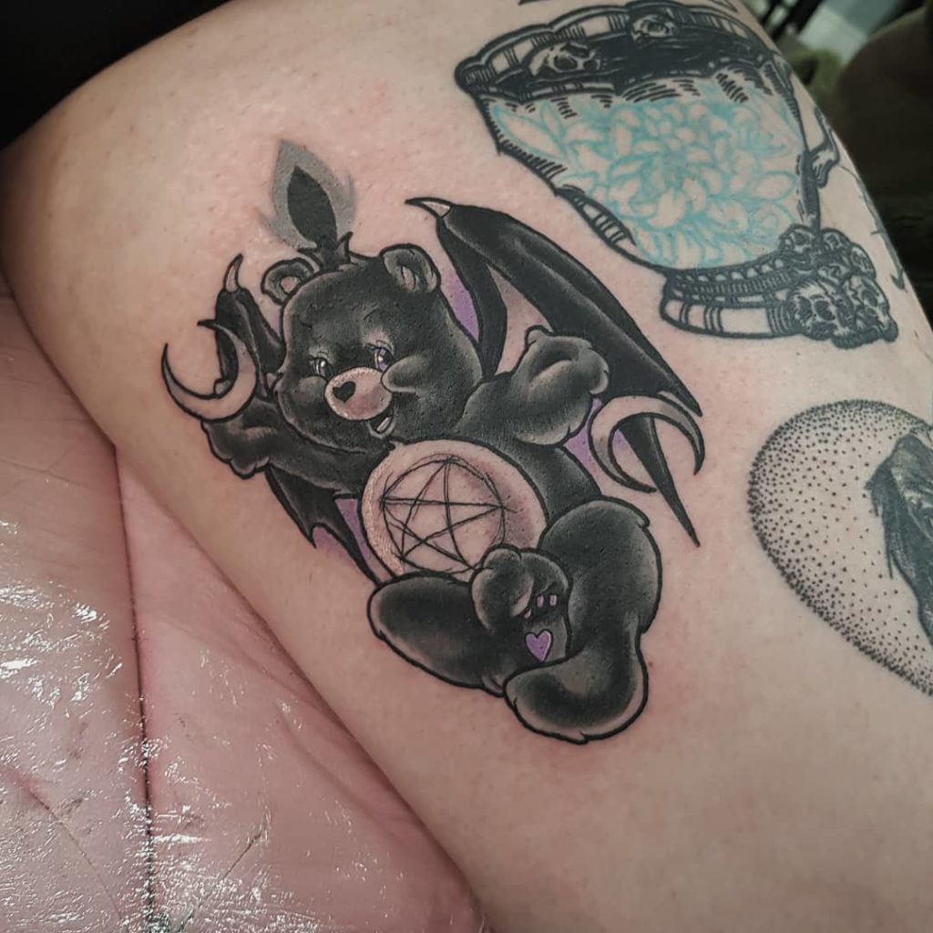The Satanic Care Bear Tattoo For Occult Enthusiasts