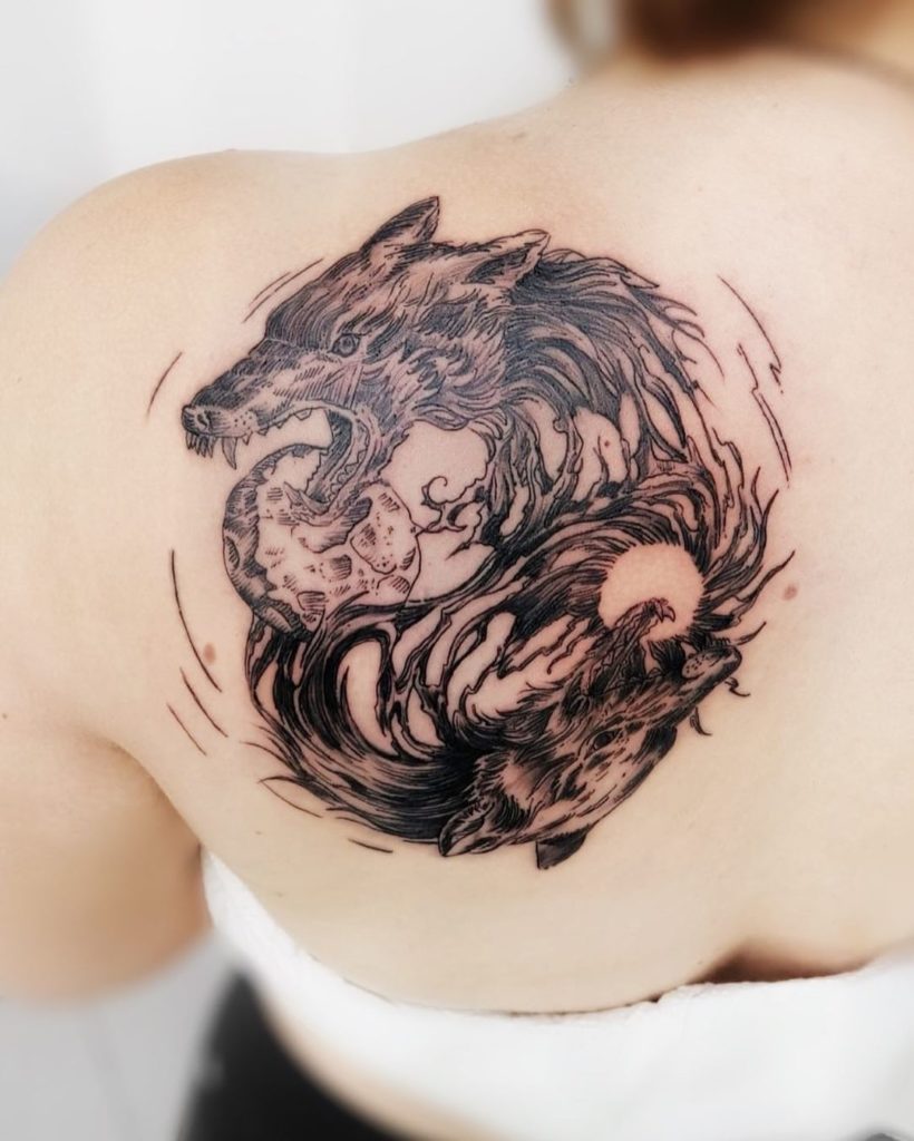 The Sun And Moon Celtic Wolf Tattoo
