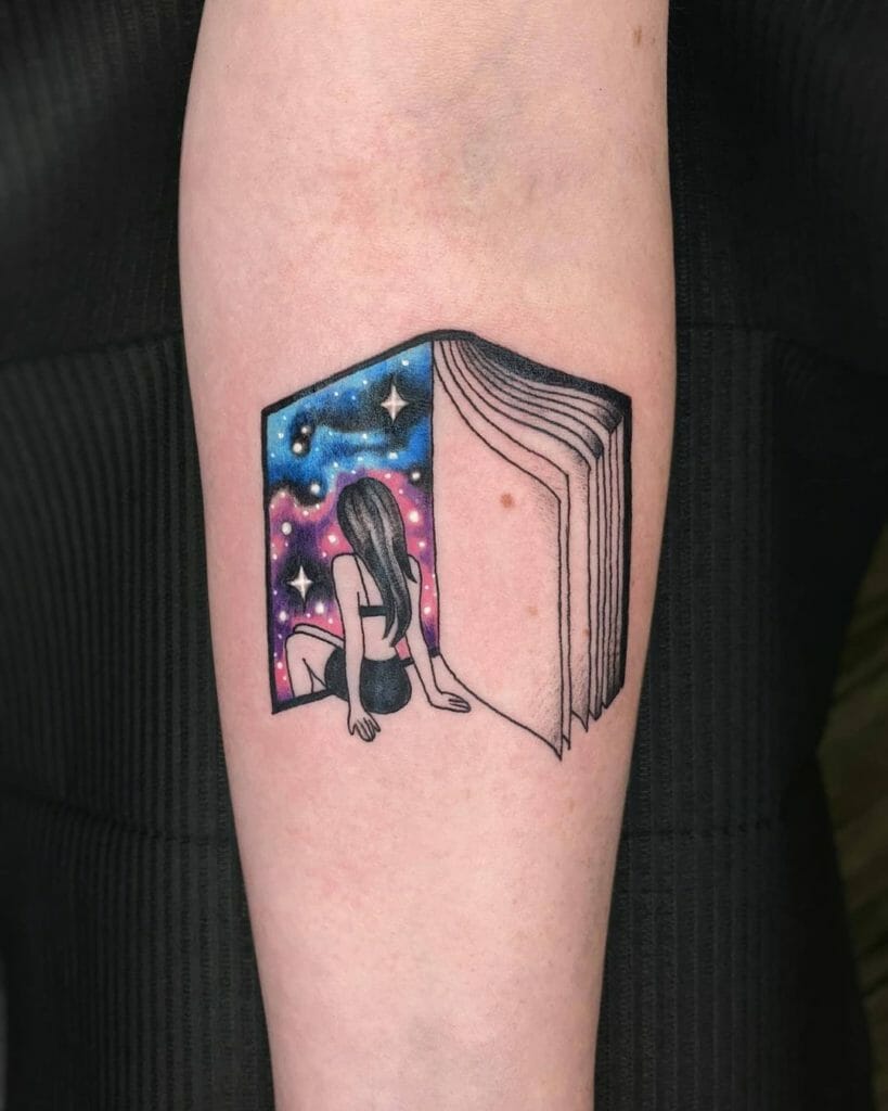 The Watercolor Inspired Book Tattoo