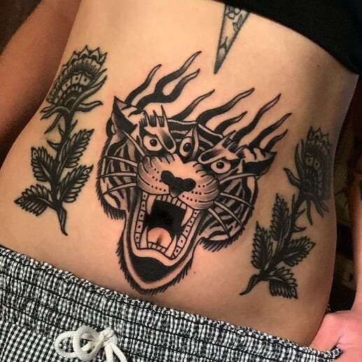 Tiger Belly Button Tattoo